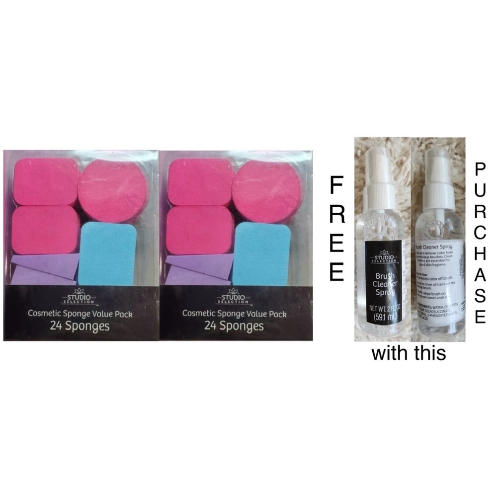 2-Set Studio Selection Cosmetic Sponge Value Pk24 Assorted colors,shapes,sizes